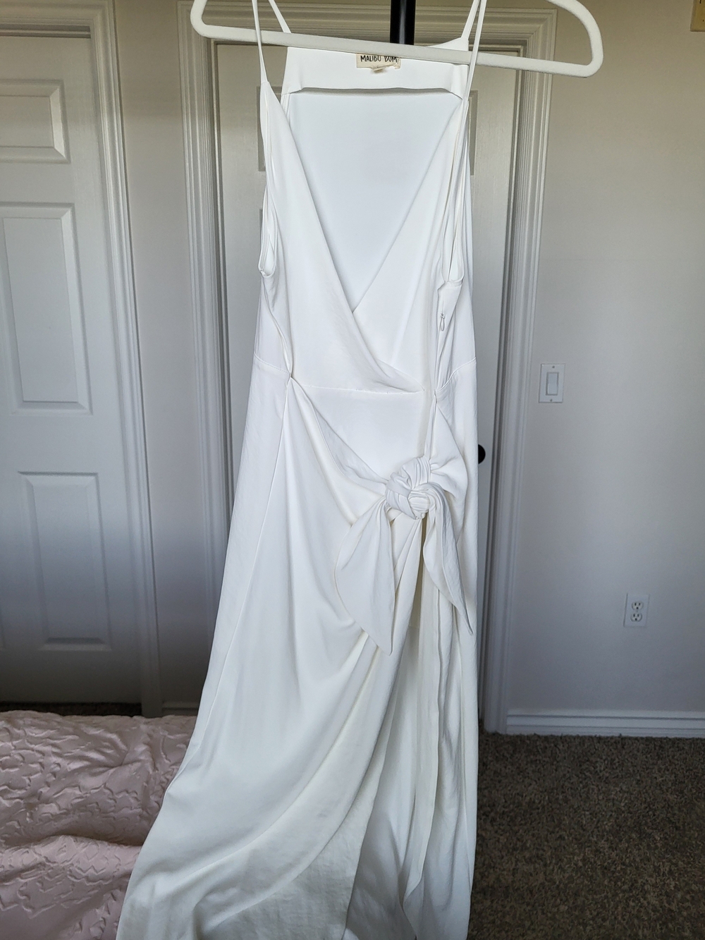 White Draped Knot Slip Maxi